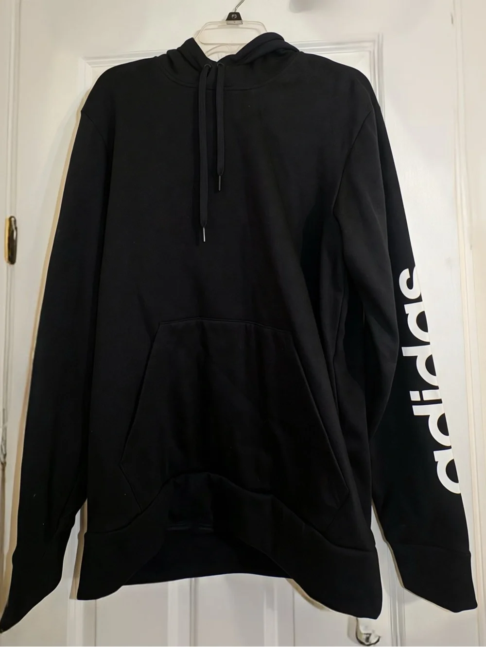 adidas Black Hoodie with White Sleeve Script